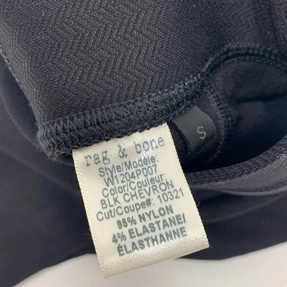 Rag and Bone Leggings Lawson Chevron Stretch Pants Pull On Ankle Zip Black Small - Picture 11 of 11